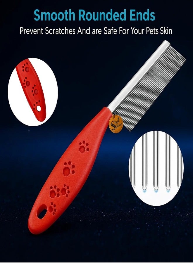 سايج سكوير مشط تنظيف الحيوانات الأليفة من سيج سكوير ذو وجه واحد وقفاز مطاطي مزدوج الجوانب لإزالة الشعر الزائد | أداة لإزالة التشابك والاستحمام اللطيف للكلاب والقطط | مجموعة متكاملة للعناية بالحيوانات الأليفة لإزالة الشعر الزائد والبراغيث والتدليك - Image 5